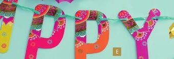 Party City Metallic gold happy diwali letter banner with cutout banner offer