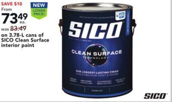 RONA 3.78-l cans of sico clean surface interior paint offer