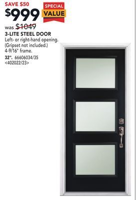 RONA Masonite 3-lite steel door 32" offer
