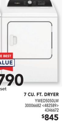 RONA Whirlpool 7 cu. ft. dryer offer