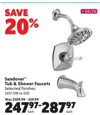Home Hardware Sandover™ tub & shower faucets offer