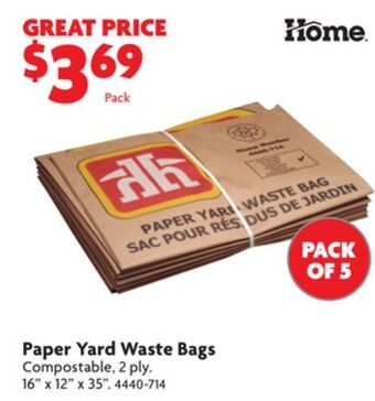 Home Hardware Paper yard waste bags offer