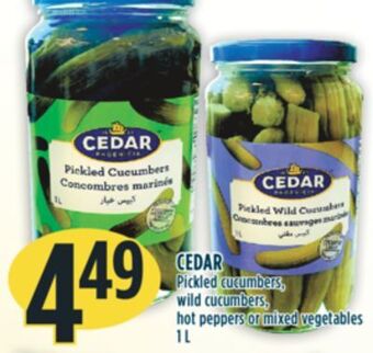 Marché Adonis Cedar pickled cucumbers, wild cucumbers, hot peppers or mixed vegetables offer