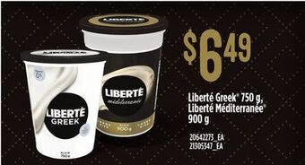 Zehrs Markets Liberté greek®, 750 g, liberté méditerranée®, 900 g offer