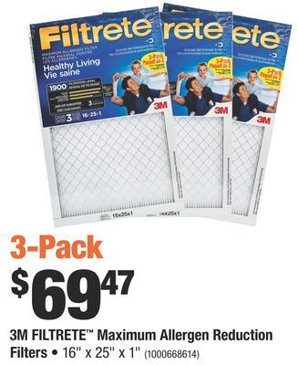 Home Depot 3m filtrete™ maximum allergen reduction filters offer