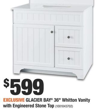 Home Depot Glacier bay® 36" whitton vanity with engineered stone top offer