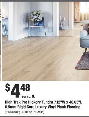 Home Depot High trak pro hickory tundra 7.12"w x 48.03"l 6.5mm rigid core luxury vinyl plank flooring offer