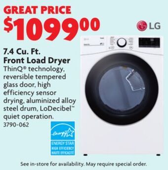 Home Hardware 7.4 cu. ft. front load dryer offer