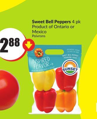 Chalo FreshCo Sweet bell peppers 4 pk product of ontario or mexico offer