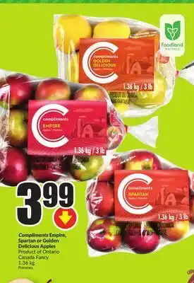 Chalo FreshCo Compliments empire, spartan or golden delicious apples product of ontario canada fancy 1.36 kg offer