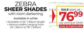 Fabricville All cordless zebra blinds offer