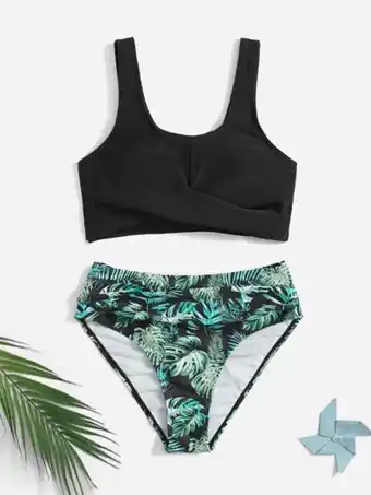 SheIn Teen girls tropical print bikini swimsuit offer