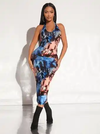 SheIn Shein sxy tie dye backless halter bodycon dress offer