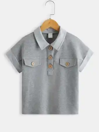 SheIn Shein girls half button placket flap detail polo shirt offer