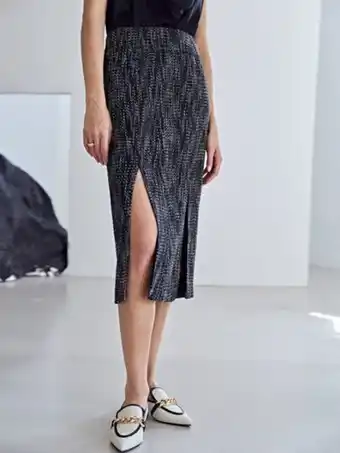 SheIn Motf premium tweed straight fit split skirt offer