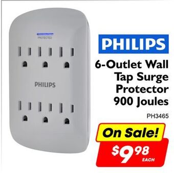 Philips 6-outlet wall tap surge protector 900 joules