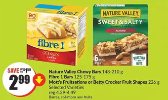FreshCo Nature valley chewy bars | fibre 1 bars | mott's fruitsations or betty crocker fruit shapes offer