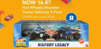Toys R us Hot wheels monster trucks vehicles 5-pack offer