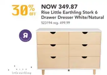 Babies 'R' Us Rise little earthling stork 6 drawer dresser white/natural offer
