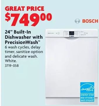 Home Hardware 24" built-in dishwasher with precisionwash offer