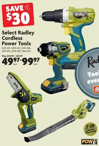 Home Hardware Radley cordless power tools offer