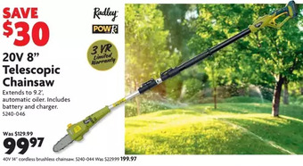 Home Hardware 20v 8" telescopic chainsaw | 40v 14" cordless brushless chainsaw offer