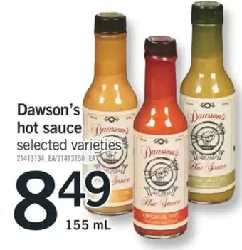 Fortinos Dawson's hot sauce offer