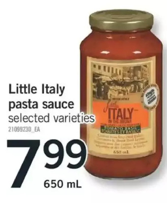 Fortinos Little italy pasta sauce offer