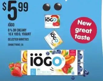Independent Grocer Iögo nanö 0% or creamy yogurt offer