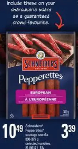 Independent Grocer Schneiders pepperettes sausage snacks offer