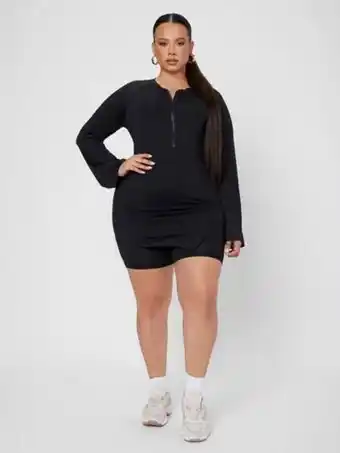 SheIn Shein x flaws of couture plus zipper front solid sports tee offer