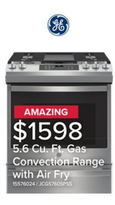 Leon's Ge stainless steel 30" slide-in gas convection range with air fry (5.6 cu. ft.) - jcgs760spss offer