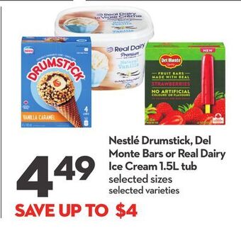 Longo's Nestlé drumstick, del monte bars or real dairy ice cream offer