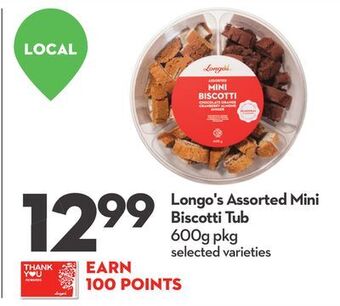 Longo's Longo's assorted mini biscotti tub offer