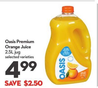 Longo's Oasis premium orange juice offer
