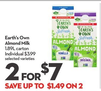 Longo's Earth's own almond milk offer