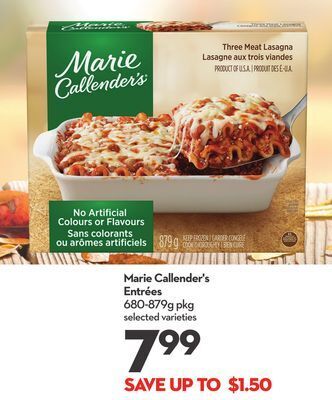 Longo's Marie callender's entrées offer