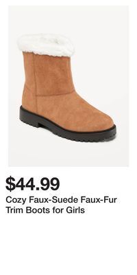 Old Navy Cozy faux-suede faux-fur trim boots for girls offer