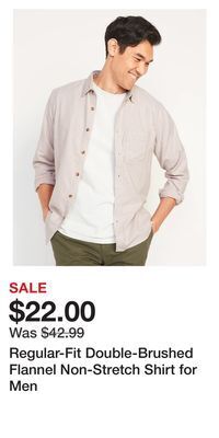 Old Navy Regular-fit double-brushed flannel non-stretch shirt for men offer