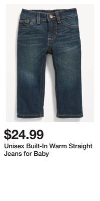 Old Navy Unisex built-in warm straight jeans for baby offer