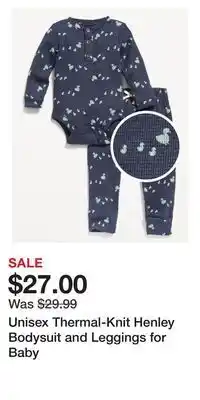 Old Navy Unisex thermal-knit henley bodysuit and leggings for baby offer