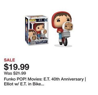 Showcase Funko pop! movies: e.t. 40th anniversary | elliot w/ e.t. in bike basket offer