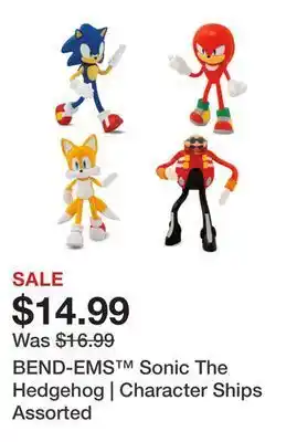 Showcase Bend-ems™ sonic the hedgehog | character ships assorted offer