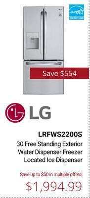Canadian Appliance Source Lg 30 free standing exterior water dispenser freezer located ice dispenser offer