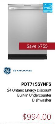 Canadian Appliance Source Ge 24 ontario energy discount built-in undercounter dishwasher offer