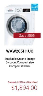 Canadian Appliance Source Bosch stackable ontario energy discount compact size compact washer offer