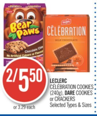 Shoppers Drug Mart Leclerc célébration cookies (240g), dare cookies or crackers offer