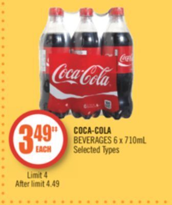 Shoppers Drug Mart Coca-cola beverages 6 x 710ml offer