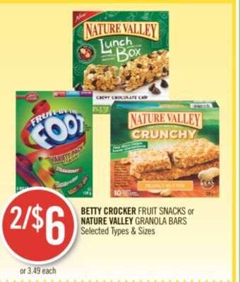 Shoppers Drug Mart Betty crocker fruit snacks or nature valley granola bars offer