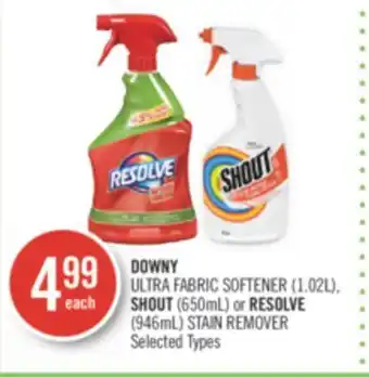Shoppers Drug Mart Downy ultra fabric softener (1.02l), shout (650ml) or resolve (946ml) stain remover offer